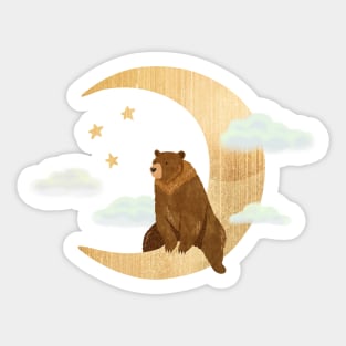 Bear On The Moon Sticker